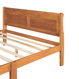 Full Size Wooden Classic Platform Bed with Headboard and Wooden Slat Support