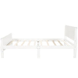 Full Size Wooden Classic Platform Bed with Headboard and Wooden Slat Support