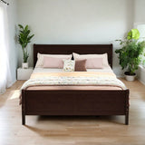 Full Size Wooden Classic Platform Bed with Headboard and Wooden Slat Support