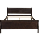 Full Size Wooden Classic Platform Bed with Headboard and Wooden Slat Support