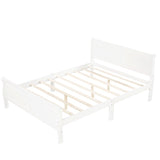 Full Size Wooden Classic Platform Bed with Headboard and Wooden Slat Support