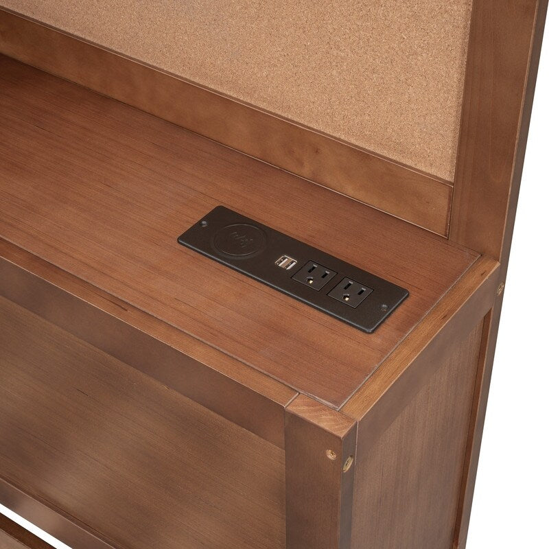 Full Size Wooden Daybed with 3 Storage Drawers,Sockets and USB Ports