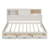 Full Size Wooden Daybed with 3 Storage Drawers,Sockets and USB Ports