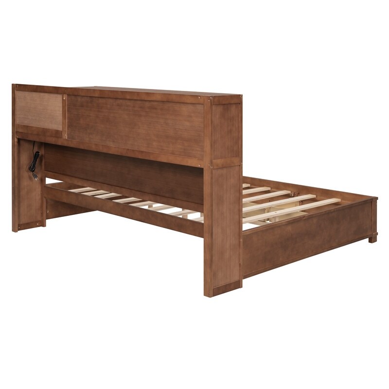 Full Size Wooden Daybed with 3 Storage Drawers,Sockets and USB Ports
