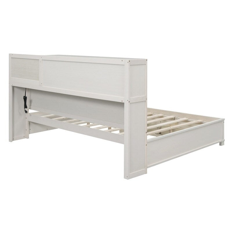 Full Size Wooden Daybed with 3 Storage Drawers,Sockets and USB Ports