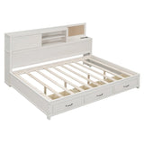 Full Size Wooden Daybed with 3 Storage Drawers,Sockets and USB Ports
