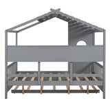 Full Size Wooden House Bed With Trundle With Storage Shlef