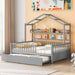 Full Size Wooden House Bed with Twin Size Trundle