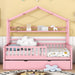 Full Size Wooden House Bed with Twin Size Trundle