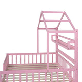 Full Size Wooden House Bed with Twin Size Trundle