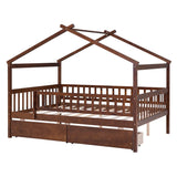 Full Size Wooden House Bed with Two Drawers suitable for bedroom
