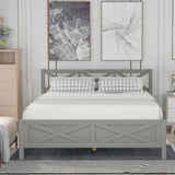 Full Size Wooden Platform Bed with Extra Support Legs