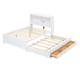 Full Size platform bed with trundle, drawers and USB plugs, Gray