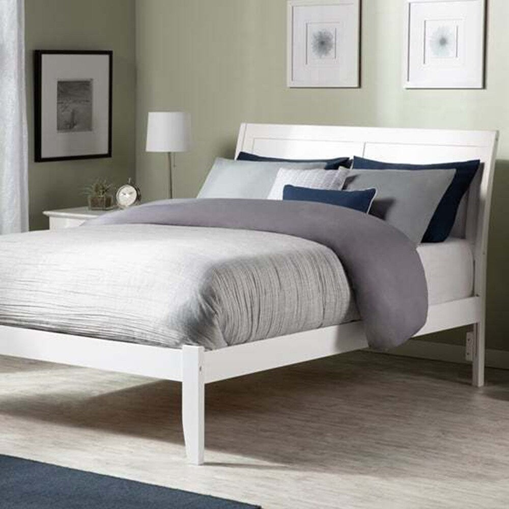 Full Solid Wood Platform Bed in White