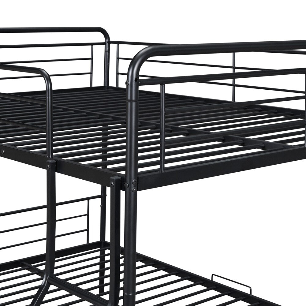 Full XL Over Queen Metal Bunk Bed with Twin Size Trundle