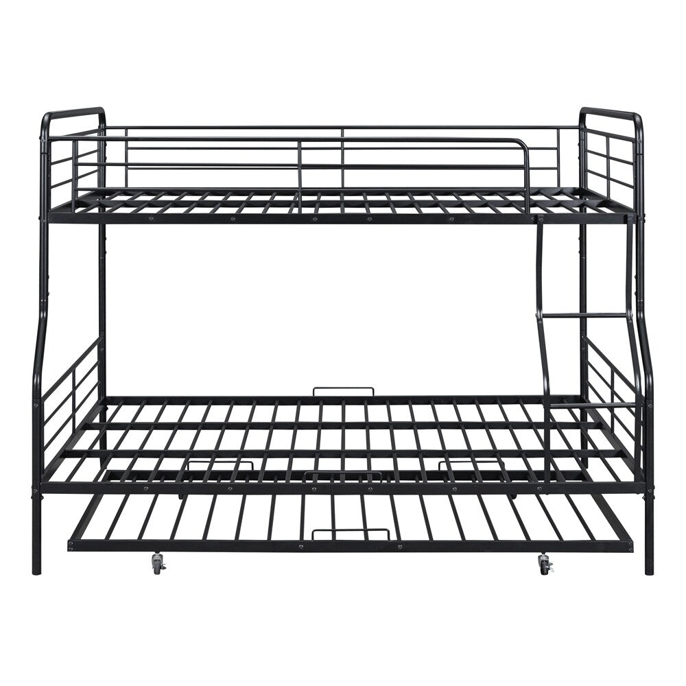 Full XL Over Queen Metal Bunk Bed with Twin Size Trundle