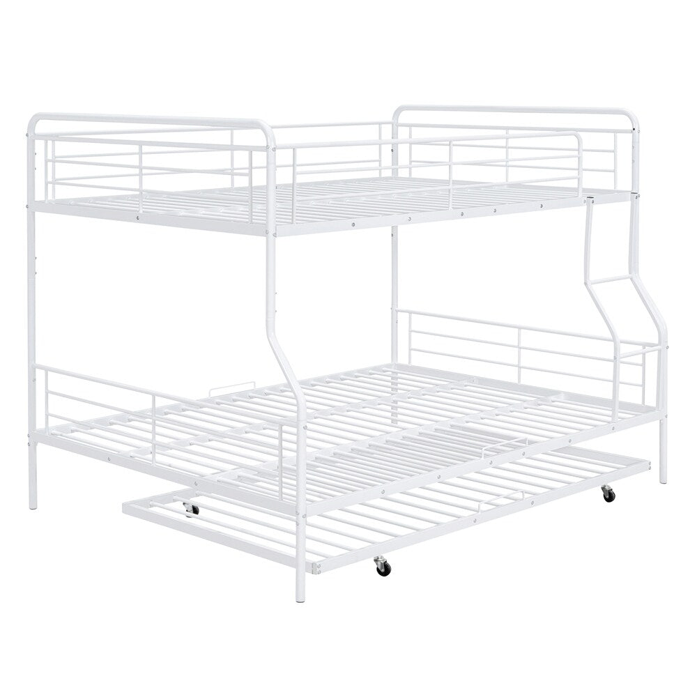 Full XL Over Queen Metal Bunk Bed with Twin Size Trundle