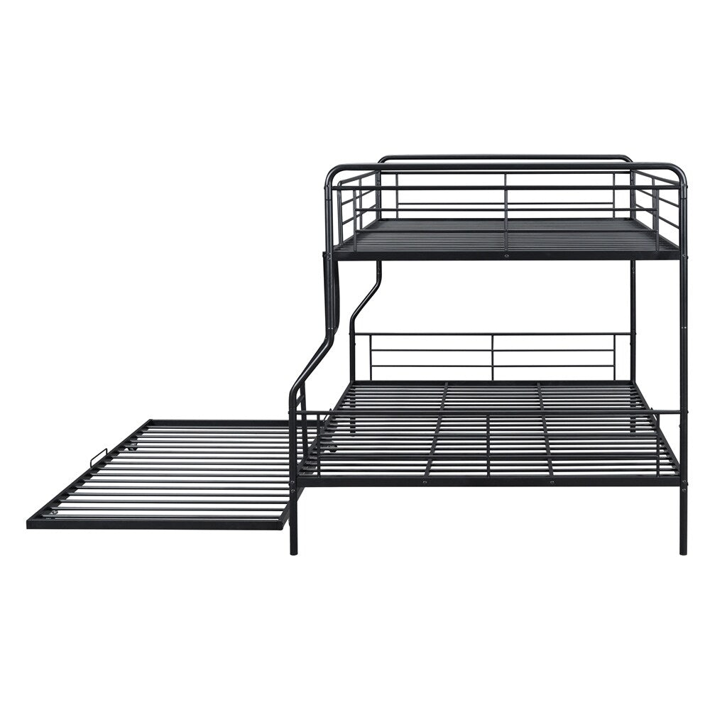 Full XL Over Queen Metal Bunk Bed with Twin Size Trundle