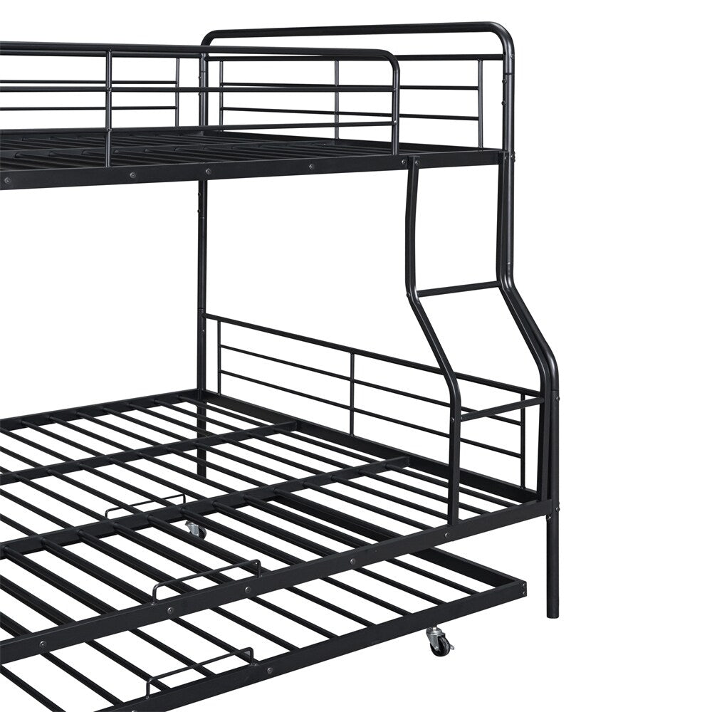 Full XL Over Queen Metal Bunk Bed with Twin Size Trundle