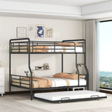 Full XL Over Queen Metal Bunk Bed with Twin Size Trundle