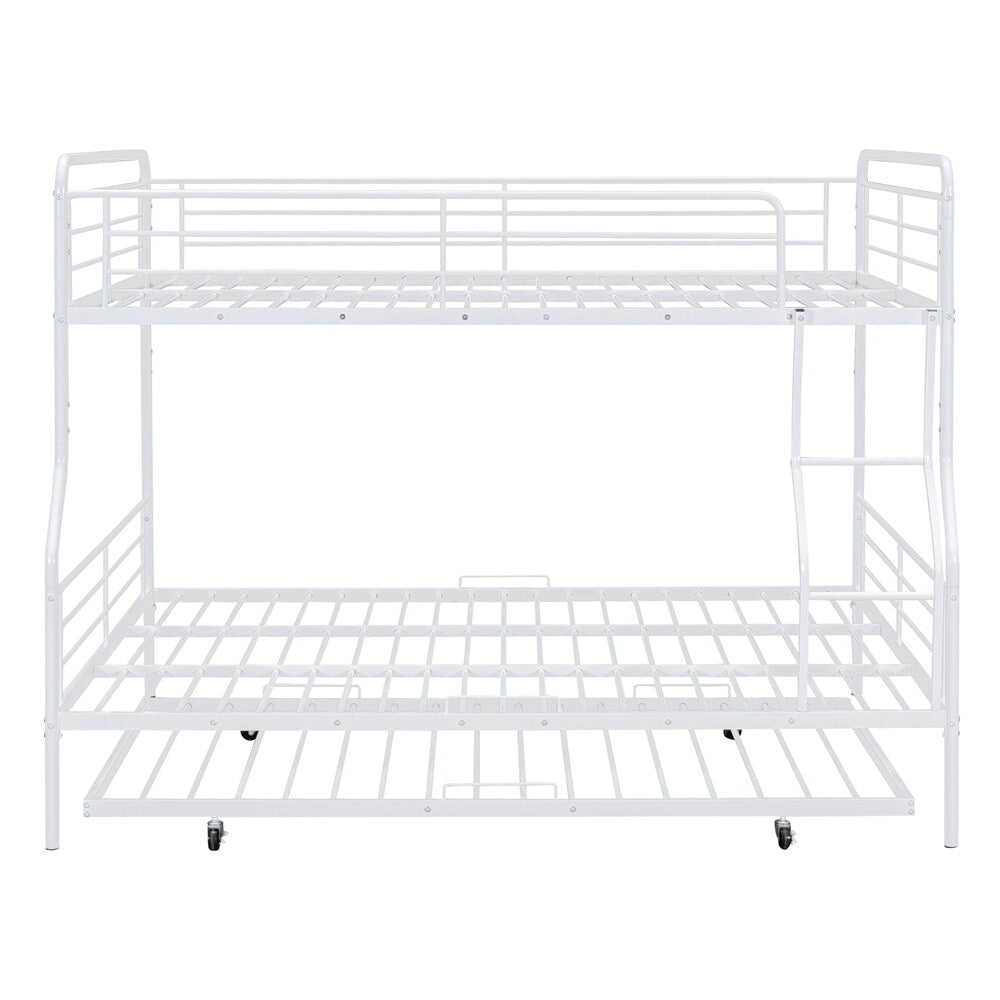 Full XL Over Queen Metal Bunk Bed with Twin Size Trundle