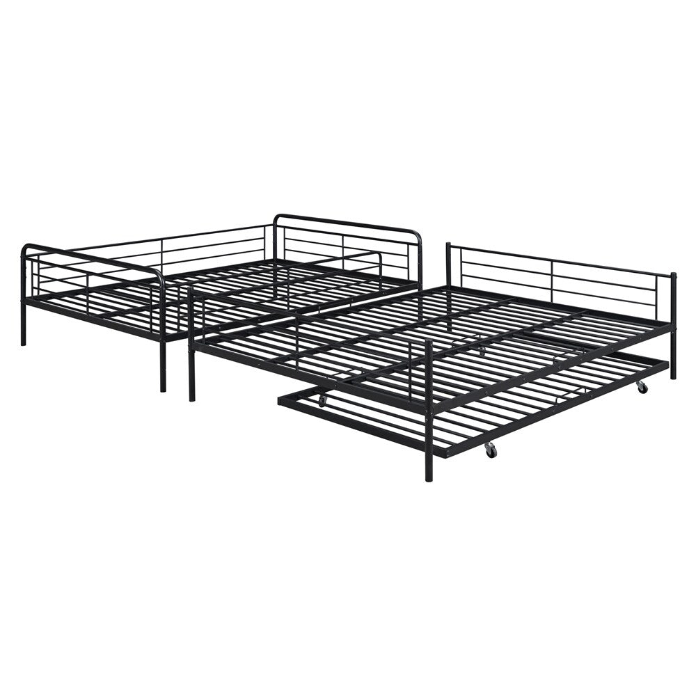 Full XL Over Queen Metal Bunk Bed with Twin Size Trundle