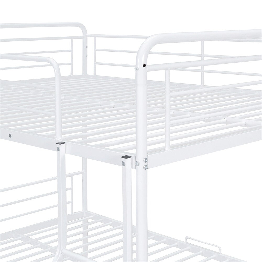 Full XL Over Queen Metal Bunk Bed with Twin Size Trundle