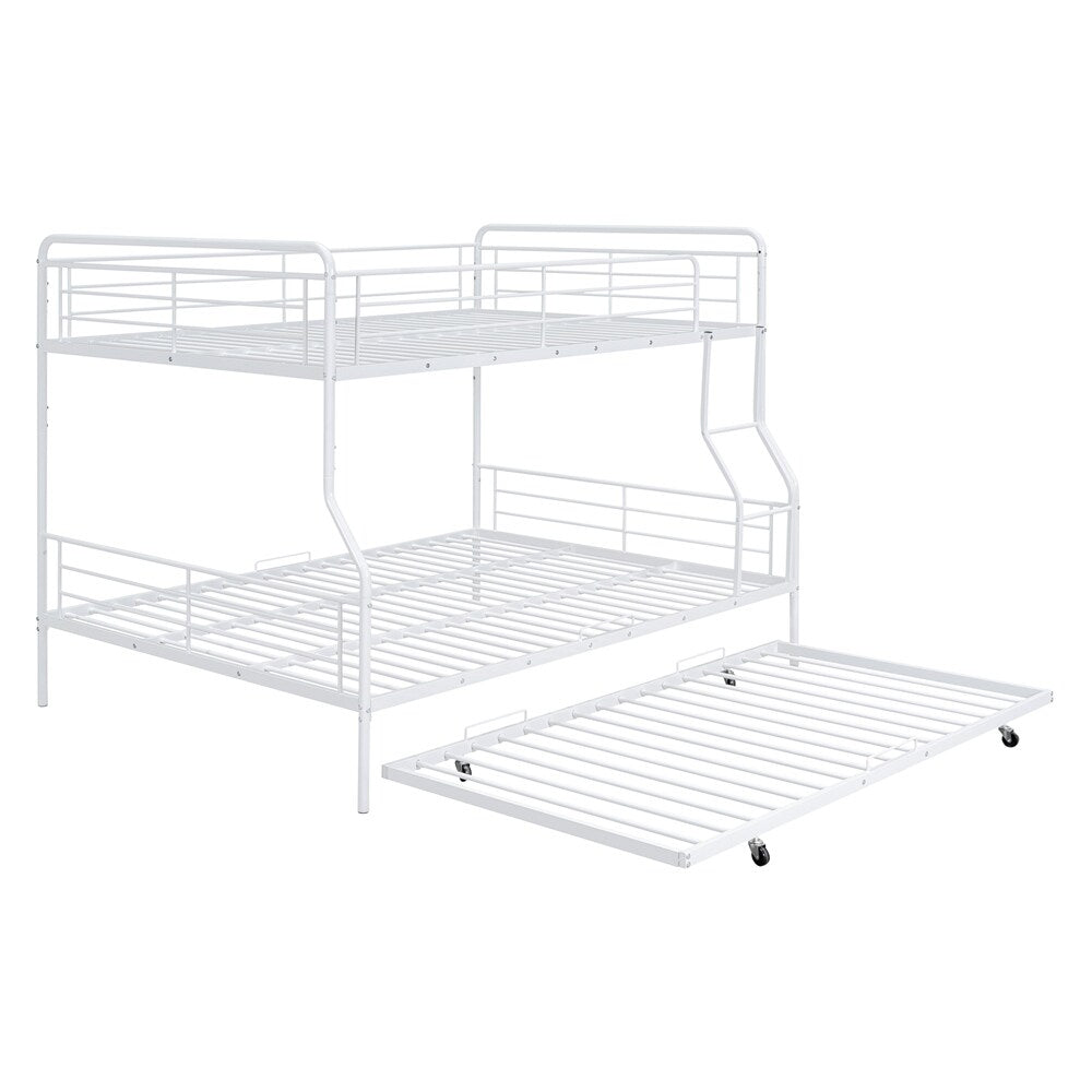 Full XL Over Queen Metal Bunk Bed with Twin Size Trundle