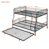 Full XL Over Queen Metal Bunk Bed with Twin Size Trundle