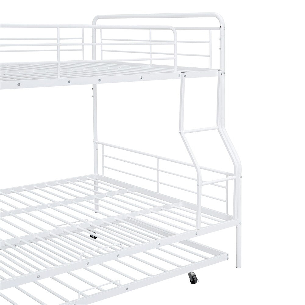 Full XL Over Queen Metal Bunk Bed with Twin Size Trundle
