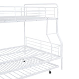 Full XL Over Queen Metal Bunk Bed with Twin Size Trundle