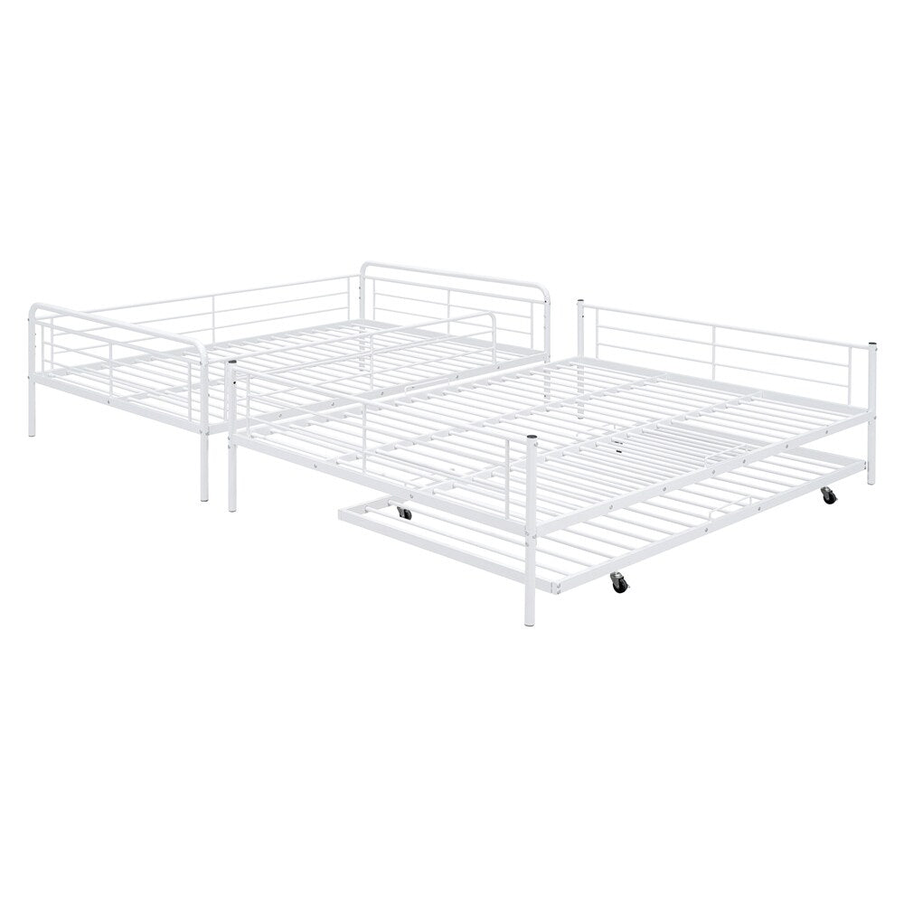 Full XL Over Queen Metal Bunk Bed with Twin Size Trundle