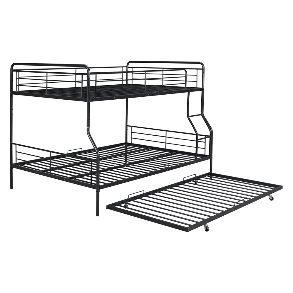 Full XL Over Queen Metal Bunk Bed with Twin Size Trundle
