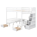 Full over Full Bunk Bed Down Bed Can Be Convertible to Seat and Table Set White