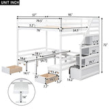 Full over Full Bunk Bed Down Bed Can Be Convertible to Seat and Table Set White