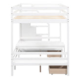 Full over Full Bunk Bed Down Bed Can Be Convertible to Seat and Table Set White