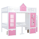 Full over Full Bunk Bed With Changeable Table,Conversation Desk
