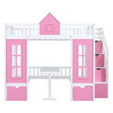 Full over Full Bunk Bed With Changeable Table,Conversation Desk