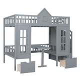 Full over Full Bunk Bed With Changeable Table,Conversation Desk