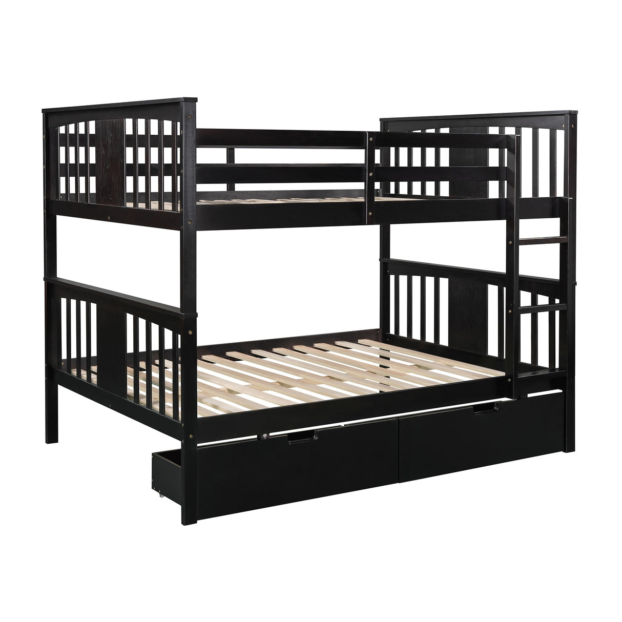 Full over Full Bunk Bed with Drawers and Ladder