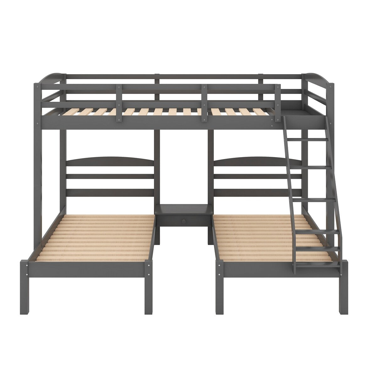 Full over Twin Bunk Bed,Triple Bed Design, Gray
