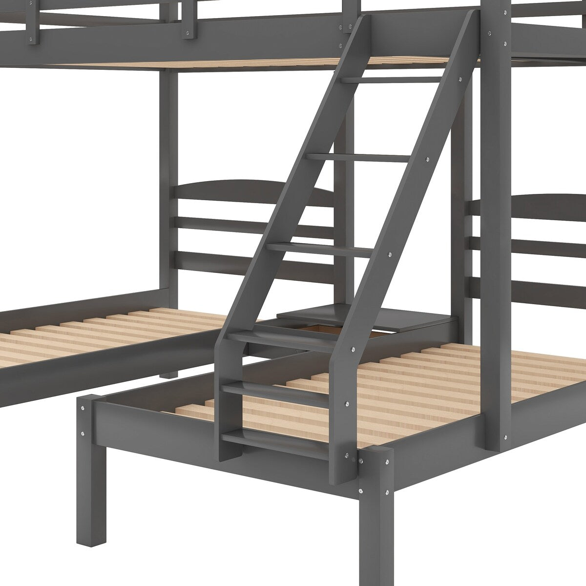 Full over Twin Bunk Bed,Triple Bed Design, Gray