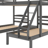 Full over Twin Bunk Bed,Triple Bed Design, Gray