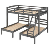 Full over Twin Bunk Bed,Triple Bed Design, Gray