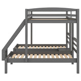 Full over Twin Bunk Bed,Triple Bed Design, Gray