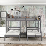 Full over Twin Bunk Bed,Triple Bed Design, Gray