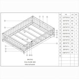 Full size Floor Platform Bed with Fence and Door for kids