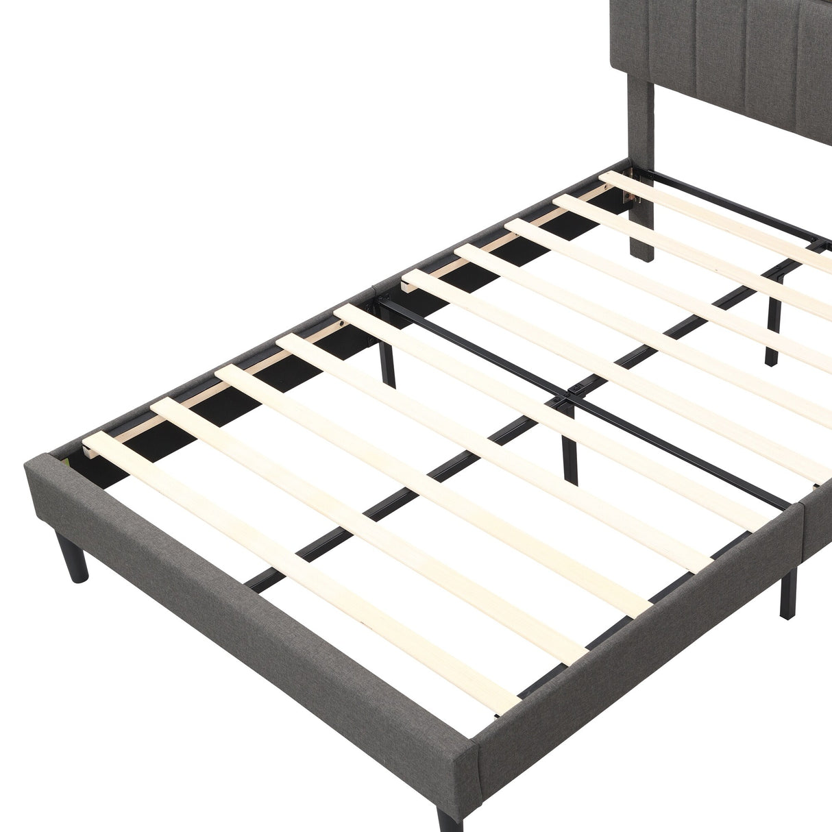 Full size Upholstered Platform Bed with Storage Headboard and USB Port