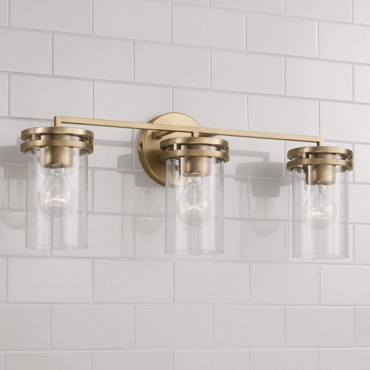 Fuller 3-light Bath/ Vanity Fixture w/ Clear Glass