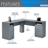 Functional L-Shape Desk with Storage for Entryway Living Room，Office Room, Grey